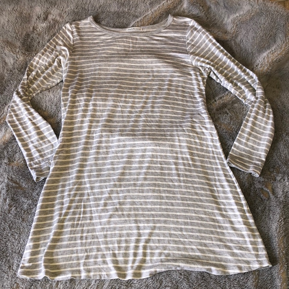 Striped gray and white dress